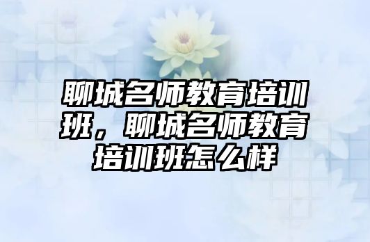 聊城名師教育培訓(xùn)班，聊城名師教育培訓(xùn)班怎么樣