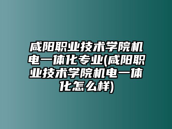 咸陽職業(yè)技術(shù)學(xué)院機電一體化專業(yè)(咸陽職業(yè)技術(shù)學(xué)院機電一體化怎么樣)