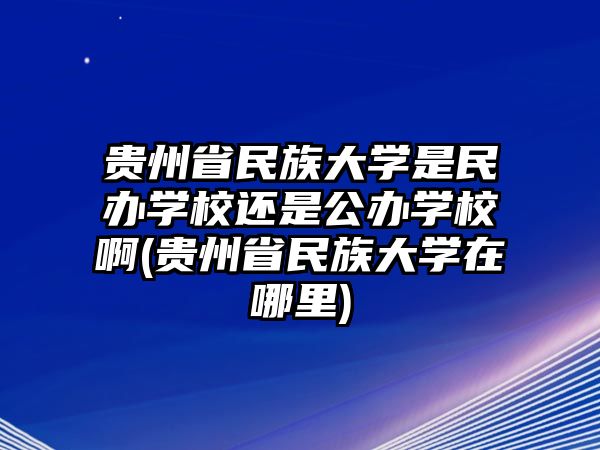 貴州省民族大學(xué)是民辦學(xué)校還是公辦學(xué)校啊(貴州省民族大學(xué)在哪里)