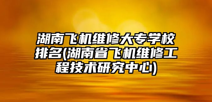 湖南飛機維修大專學(xué)校排名(湖南省飛機維修工程技術(shù)研究中心)