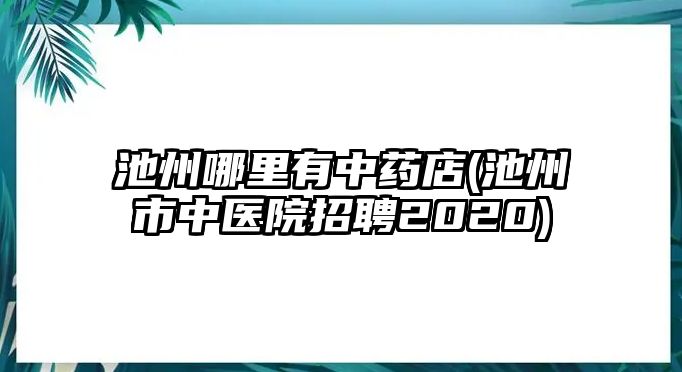 池州哪里有中藥店(池州市中醫(yī)院招聘2020)