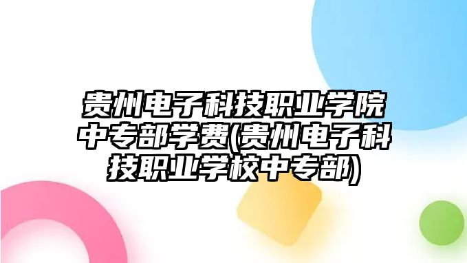 貴州電子科技職業(yè)學(xué)院中專部學(xué)費(貴州電子科技職業(yè)學(xué)校中專部)