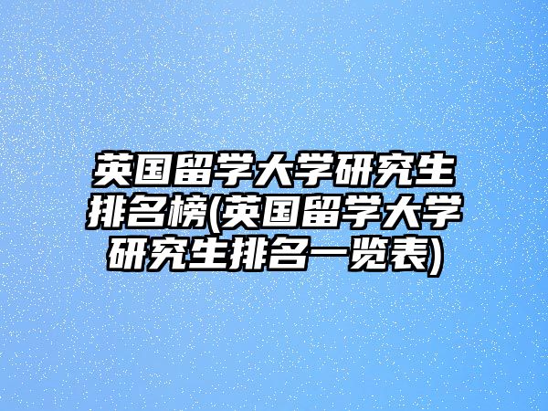 英國(guó)留學(xué)大學(xué)研究生排名榜(英國(guó)留學(xué)大學(xué)研究生排名一覽表)