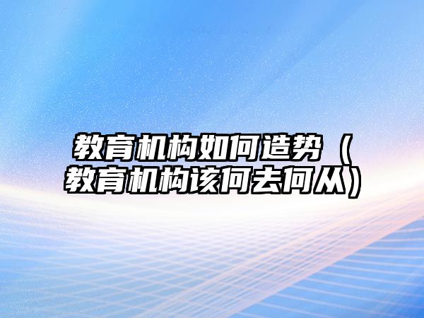 教育機構(gòu)如何造勢（教育機構(gòu)該何去何從）