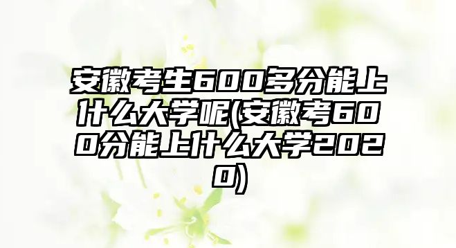 安徽考生600多分能上什么大學(xué)呢(安徽考600分能上什么大學(xué)2020)