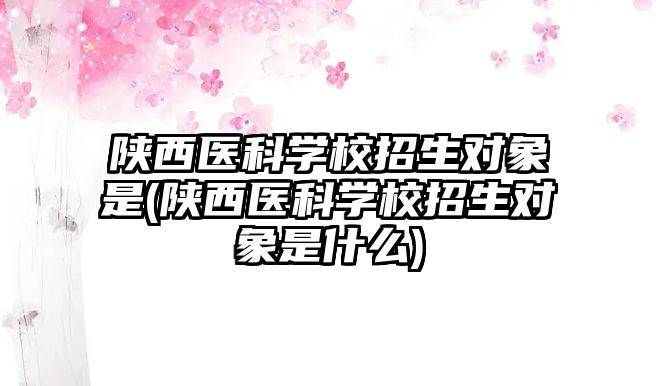 陜西醫(yī)科學(xué)校招生對象是(陜西醫(yī)科學(xué)校招生對象是什么)