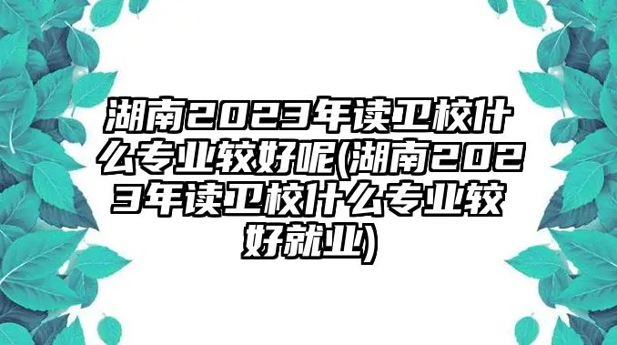 湖南2023年讀衛(wèi)校什么專業(yè)較好呢(湖南2023年讀衛(wèi)校什么專業(yè)較好就業(yè))