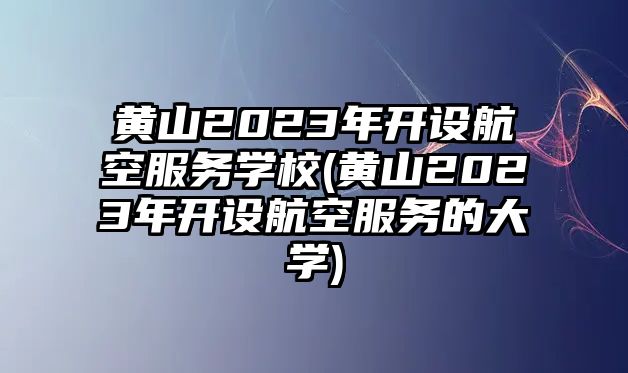 黃山2023年開設(shè)航空服務(wù)學(xué)校(黃山2023年開設(shè)航空服務(wù)的大學(xué))