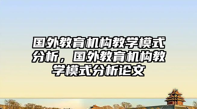 國外教育機構(gòu)教學模式分析，國外教育機構(gòu)教學模式分析論文