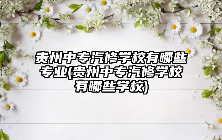 貴州中專汽修學校有哪些專業(yè)(貴州中專汽修學校有哪些學校)