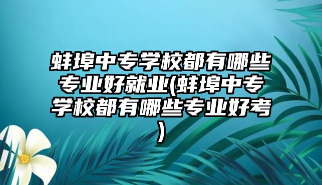 蚌埠中專學(xué)校都有哪些專業(yè)好就業(yè)(蚌埠中專學(xué)校都有哪些專業(yè)好考)