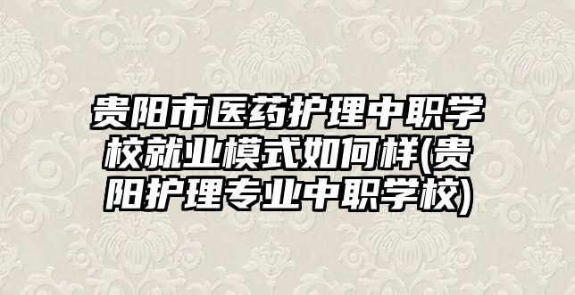 貴陽市醫(yī)藥護理中職學校就業(yè)模式如何樣(貴陽護理專業(yè)中職學校)