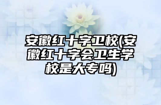 安徽紅十字衛(wèi)校(安徽紅十字會衛(wèi)生學校是大專嗎)