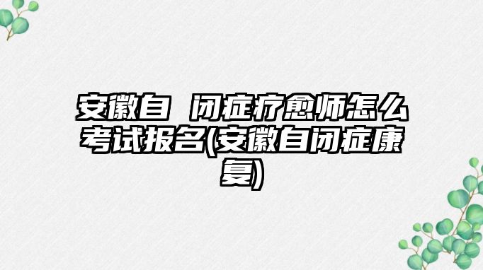 安徽自 閉癥療愈師怎么考試報名(安徽自閉癥康復)