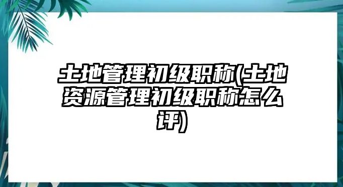 土地管理初級職稱(土地資源管理初級職稱怎么評)