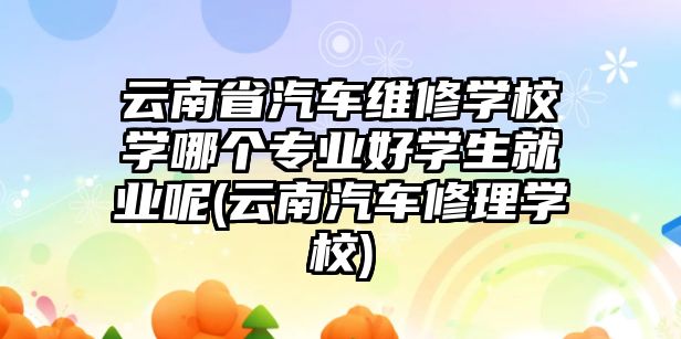 云南省汽車維修學校學哪個專業(yè)好學生就業(yè)呢(云南汽車修理學校)