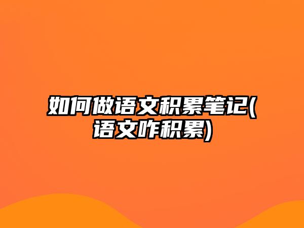 如何做語文積累筆記(語文咋積累)