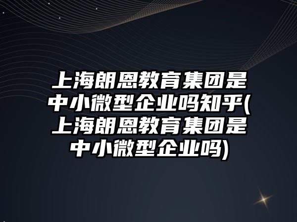 上海朗恩教育集團是中小微型企業(yè)嗎知乎(上海朗恩教育集團是中小微型企業(yè)嗎)