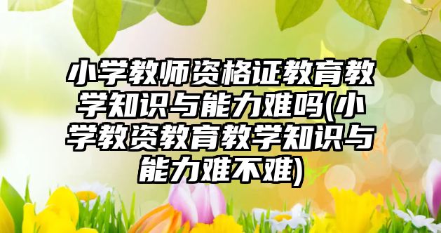 小學教師資格證教育教學知識與能力難嗎(小學教資教育教學知識與能力難不難)