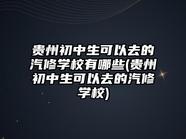 貴州初中生可以去的汽修學(xué)校有哪些(貴州初中生可以去的汽修學(xué)校)