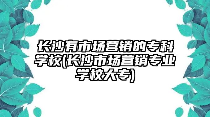 長沙有市場營銷的專科學校(長沙市場營銷專業(yè)學校大專)