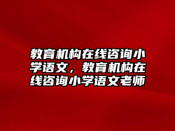 教育機構在線咨詢小學語文，教育機構在線咨詢小學語文老師