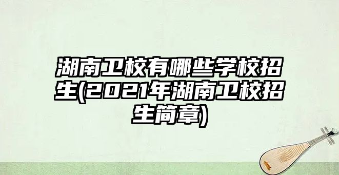 湖南衛(wèi)校有哪些學校招生(2021年湖南衛(wèi)校招生簡章)