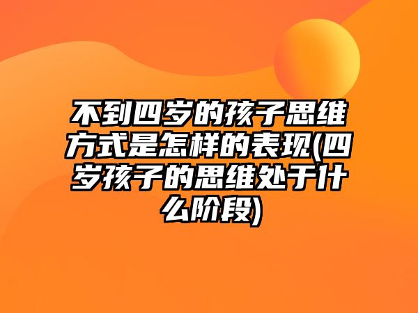 不到四歲的孩子思維方式是怎樣的表現(xiàn)(四歲孩子的思維處于什么階段)