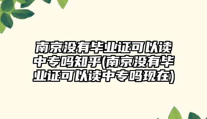 南京沒有畢業(yè)證可以讀中專嗎知乎(南京沒有畢業(yè)證可以讀中專嗎現(xiàn)在)