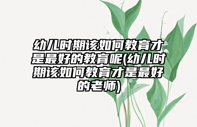 幼兒時期該如何教育才是最好的教育呢(幼兒時期該如何教育才是最好的老師)