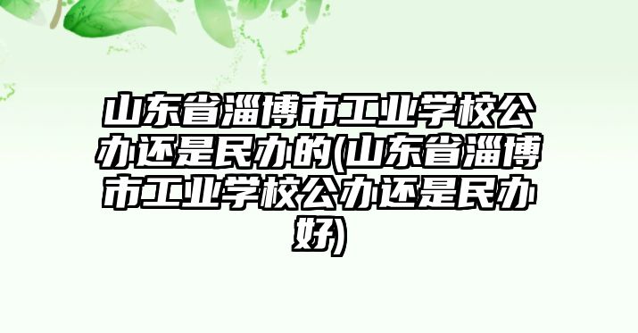 山東省淄博市工業(yè)學校公辦還是民辦的(山東省淄博市工業(yè)學校公辦還是民辦好)