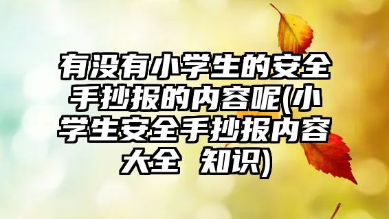 有沒(méi)有小學(xué)生的安全手抄報(bào)的內(nèi)容呢(小學(xué)生安全手抄報(bào)內(nèi)容大全 知識(shí))