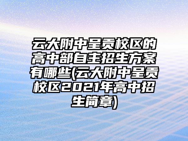 云大附中呈貢校區(qū)的高中部自主招生方案有哪些(云大附中呈貢校區(qū)2021年高中招生簡(jiǎn)章)