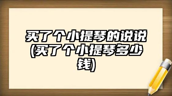 買了個小提琴的說說(買了個小提琴多少錢)