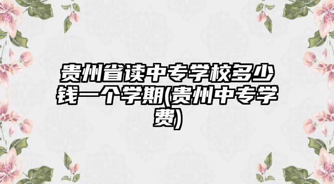 貴州省讀中專學校多少錢一個學期(貴州中專學費)