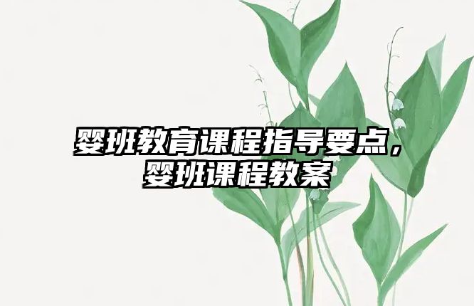 嬰班教育課程指導要點，嬰班課程教案