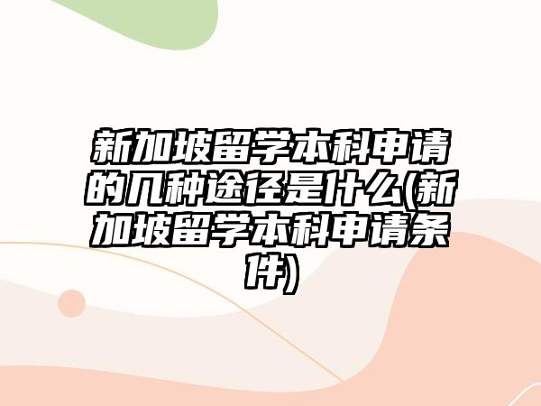 新加坡留學本科申請的幾種途徑是什么(新加坡留學本科申請條件)