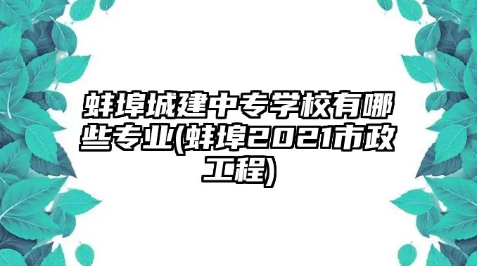 蚌埠城建中專學(xué)校有哪些專業(yè)(蚌埠2021市政工程)