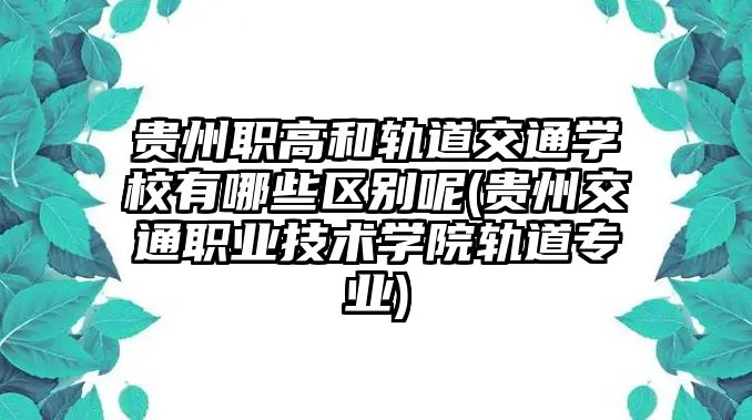 貴州職高和軌道交通學校有哪些區(qū)別呢(貴州交通職業(yè)技術(shù)學院軌道專業(yè))