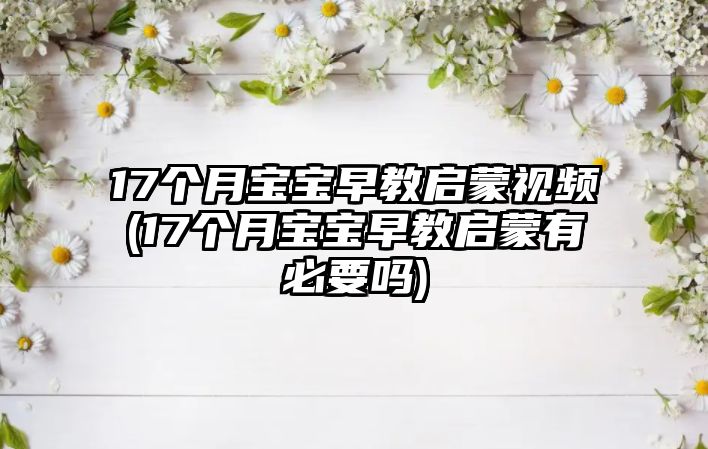 17個(gè)月寶寶早教啟蒙視頻(17個(gè)月寶寶早教啟蒙有必要嗎)