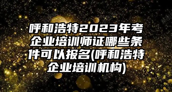 呼和浩特2023年考企業(yè)培訓(xùn)師證哪些條件可以報(bào)名(呼和浩特企業(yè)培訓(xùn)機(jī)構(gòu))