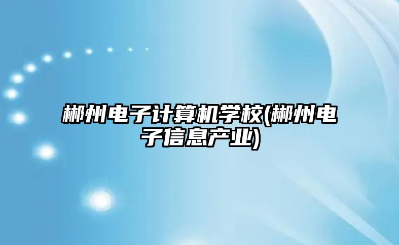 郴州電子計算機學校(郴州電子信息產業(yè))