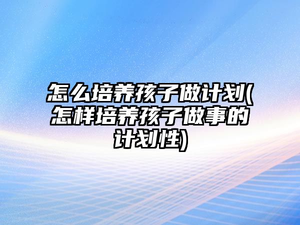 怎么培養(yǎng)孩子做計(jì)劃(怎樣培養(yǎng)孩子做事的計(jì)劃性)