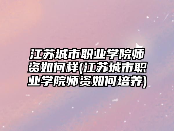 江蘇城市職業(yè)學院師資如何樣(江蘇城市職業(yè)學院師資如何培養(yǎng))