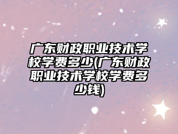 廣東財政職業(yè)技術(shù)學(xué)校學(xué)費多少(廣東財政職業(yè)技術(shù)學(xué)校學(xué)費多少錢)