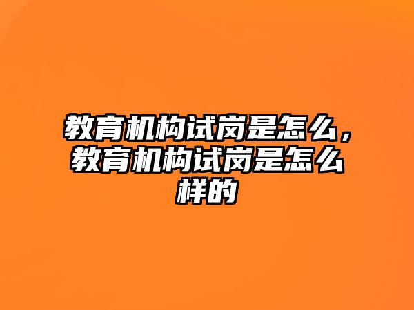 教育機(jī)構(gòu)試崗是怎么，教育機(jī)構(gòu)試崗是怎么樣的