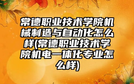 常德職業(yè)技術學院機械制造與自動化怎么樣(常德職業(yè)技術學院機電一體化專業(yè)怎么樣)