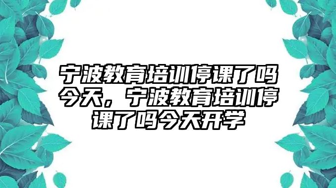 寧波教育培訓(xùn)停課了嗎今天，寧波教育培訓(xùn)停課了嗎今天開學(xué)