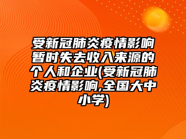 受新冠肺炎疫情影響暫時(shí)失去收入來源的個(gè)人和企業(yè)(受新冠肺炎疫情影響,全國大中小學(xué))