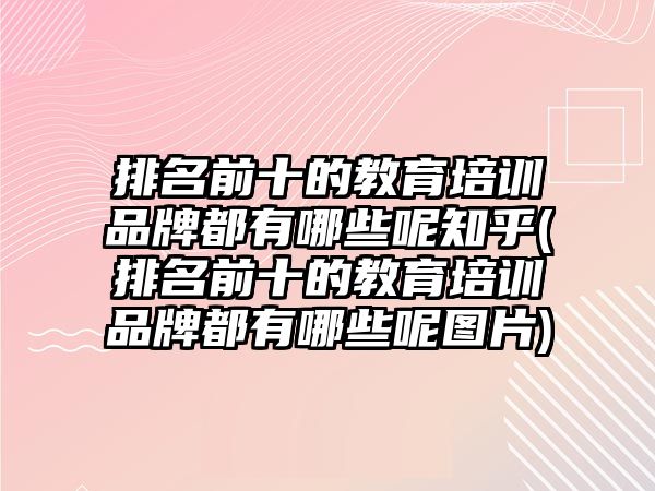 排名前十的教育培訓品牌都有哪些呢知乎(排名前十的教育培訓品牌都有哪些呢圖片)